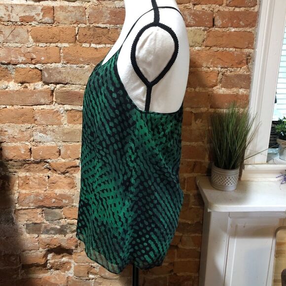 THEORY SHIRAO BLURRED SILK CAMI WOMENS SMALL GREEN BLACK ANIMAL PRINT SNAKE - Picture 2 of 8